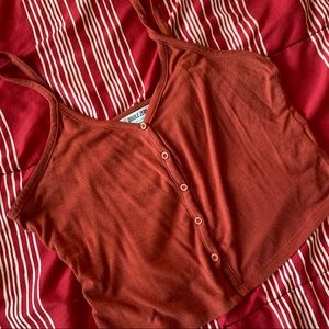 red button up cami crop top